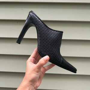 Nine West Black leather mules with a 4 inch heel